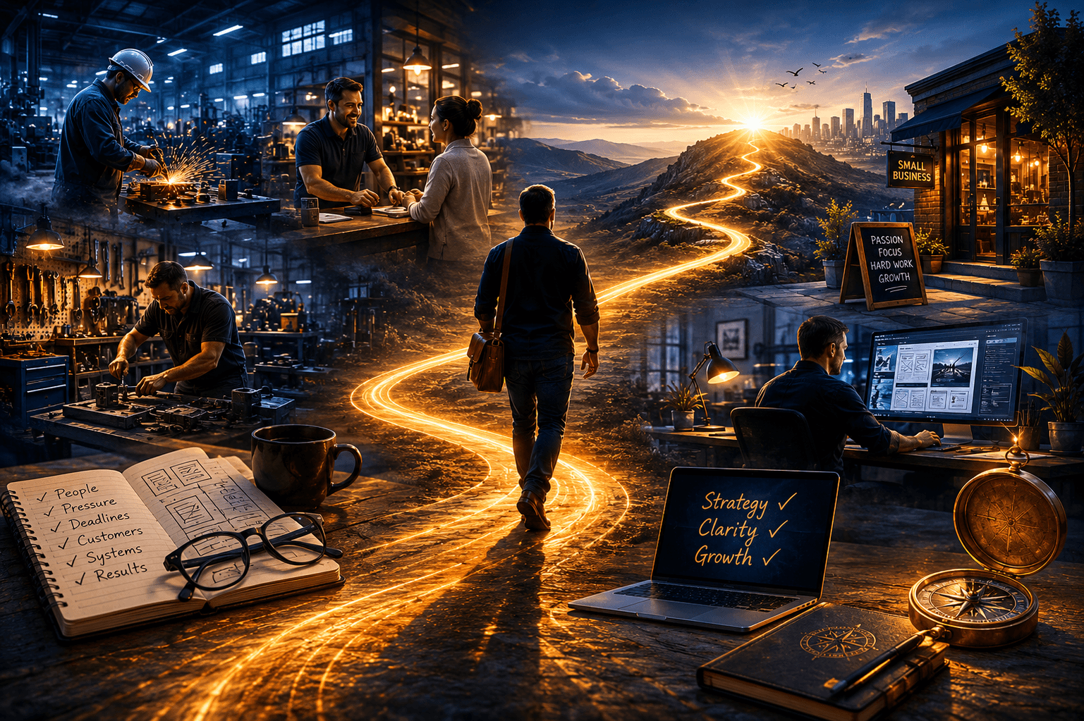 Private founder-led business circle being shaped through strategy materials